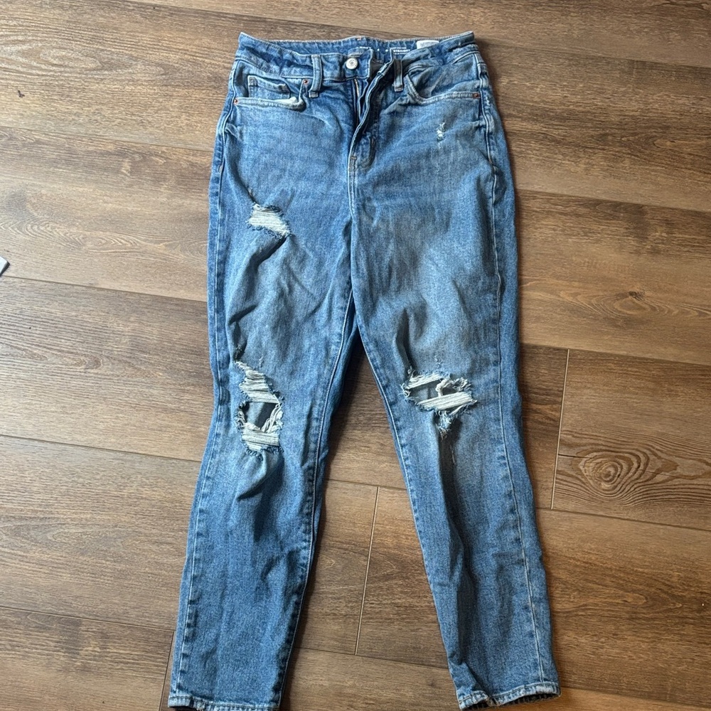 Old Navy High Rise Distressed Blue Jeans